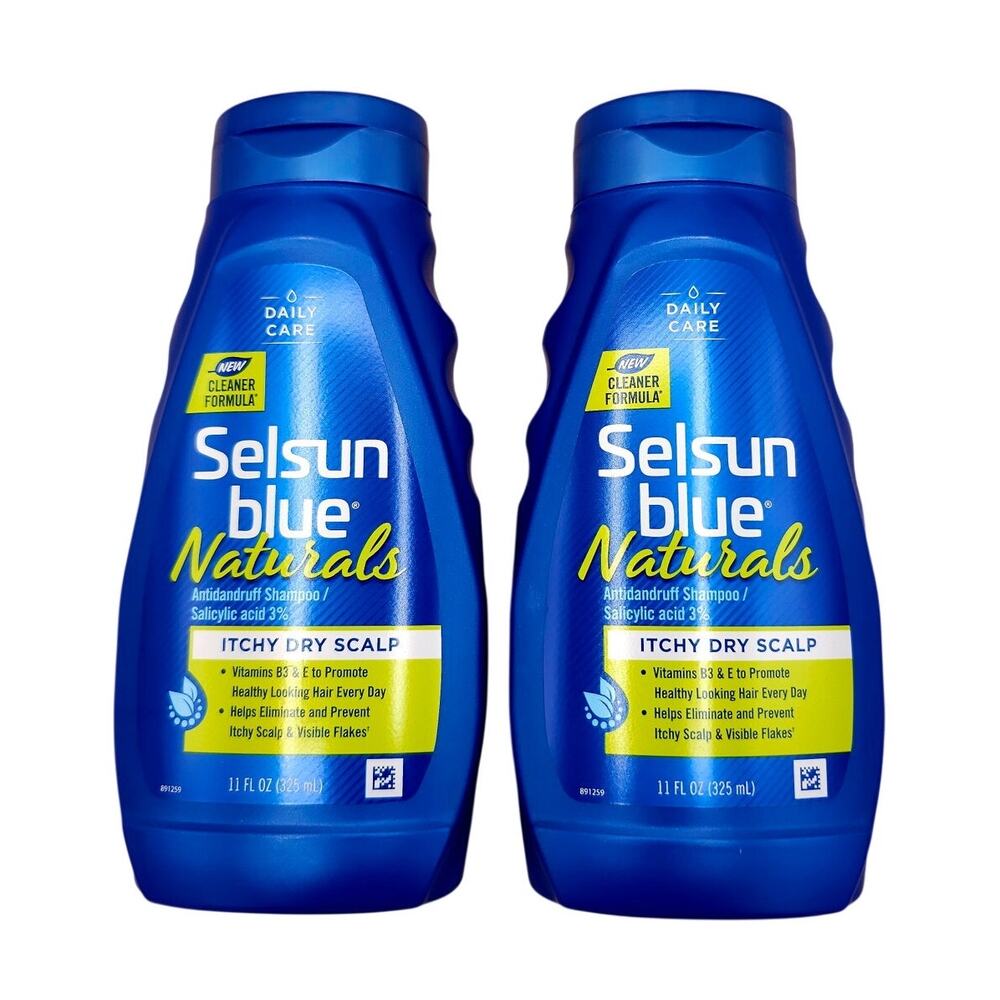 (2) Selsun Blue Naturals Anti-Dandruff Shampoo 2-Pack New Cleaner Formula B3+E
